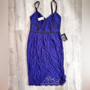 NWT Express Cobalt Blue Lace Midi Dress